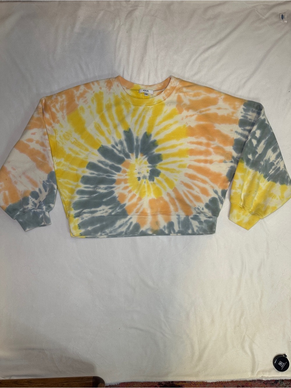 AGOLDE Balloon Sleeve Tie Dye Cropped Sweatshirt Medium Made in USA